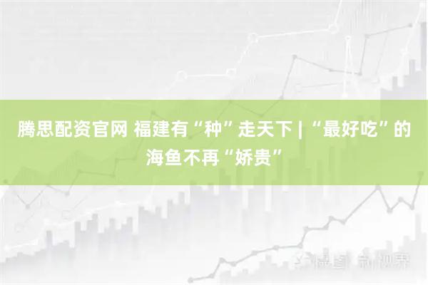腾思配资官网 福建有“种”走天下 | “最好吃”的海鱼不再“娇贵”