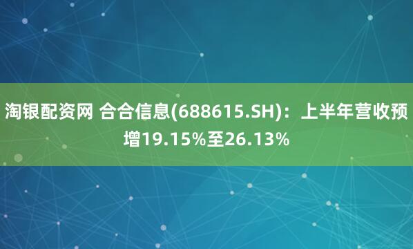 淘银配资网 合合信息(688615.SH)：上半年营收预增19.15%至26.13%